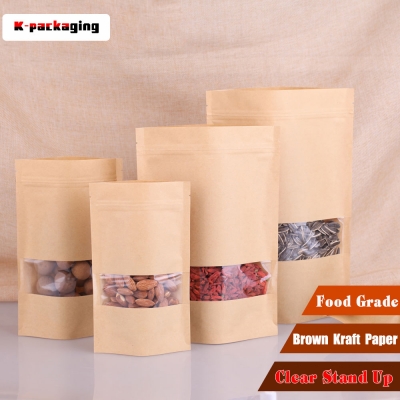 5 pcs Inkjet Printable Standing Zipper Paper Food Bags Resealable Food Packaging with Window